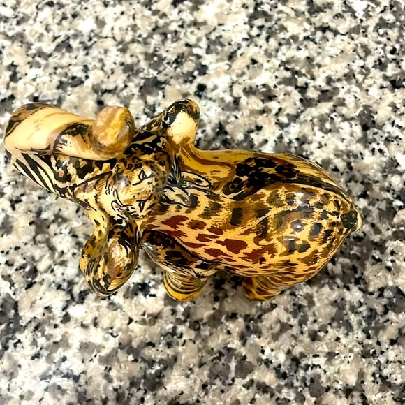 La Vie Elephant Figurine Safari Animal Print Patchwork - Picture 6 of 12